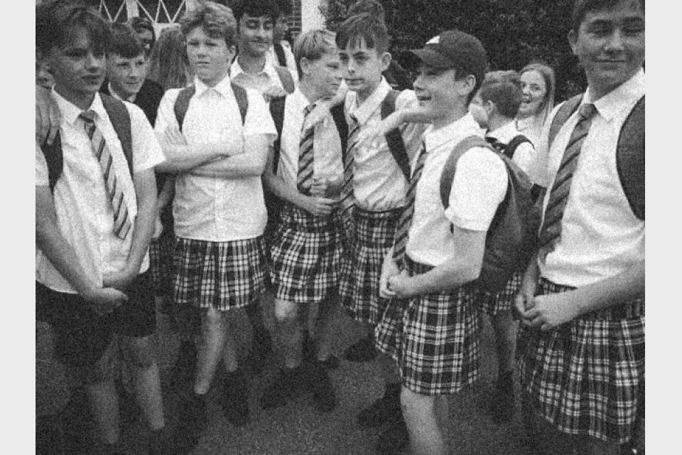 Primary school boys and girls wear skirts to promote gender equality